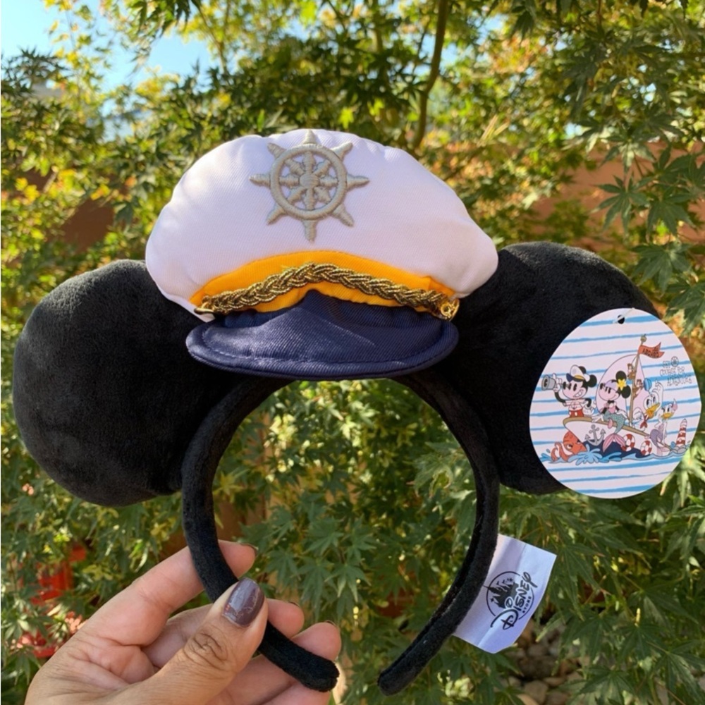 Disney Nautical Captain Mickey Mouse Ears Headband with Black and White